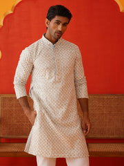 Sequins & Embroidered Kurtas For Men ( KO 5128Grey ) [FF] [I-1-4 & H2-3]