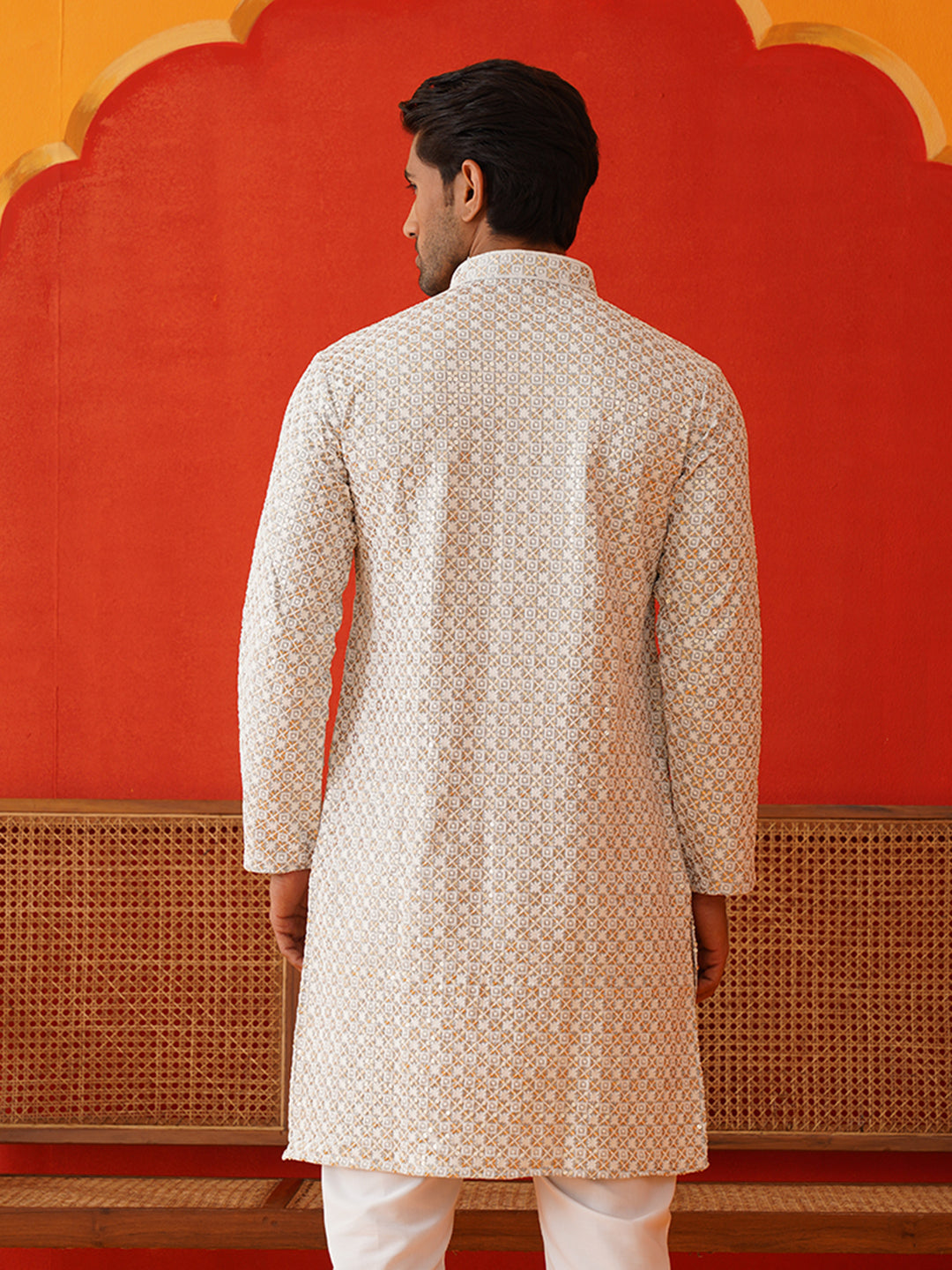 DesiQlo Men Embroidered Kurta Only - Grey - KO_5128Grey_S