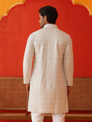 Sequins & Embroidered Kurtas For Men ( KO 5128Grey ) [FF] [I-1-4 & H2-3]