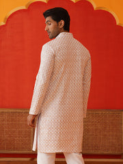 Sequins & Embroidered Kurtas For Men ( KO 5128Pink ) [FF] [I-1-4 & H2-3]