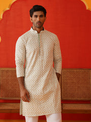 Sequins & Embroidered Kurtas For Men ( KO 5128Pista ) [FF] [I-1-4 & H2-3]