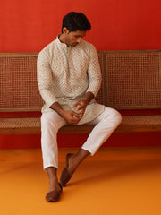 Sequins & Embroidered Kurtas For Men ( KO 5128Pista ) [FF] [I-1-4 & H2-3]