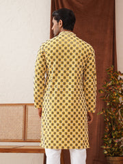Viscose Embroidered Kurtas For Men ( KO 5129Lemon ) [FF] [I-1-4]