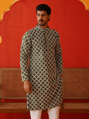 Viscose Embroidered Kurtas For Men ( KO 5129Olive ) [FF] [I-1-4]