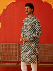 Viscose Embroidered Kurtas For Men ( KO 5129Olive ) [FF] [I-1-4]