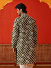 Viscose Embroidered Kurtas For Men ( KO 5129Olive ) [FF] [I-1-4]