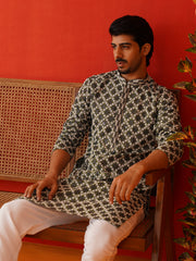 Viscose Embroidered Kurtas For Men ( KO 5129Olive ) [FF] [I-1-4]