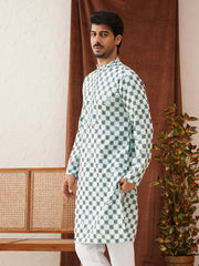 Viscose Embroidered Kurtas For Men ( KO 5129Sky ) [FF] [I-1-4]