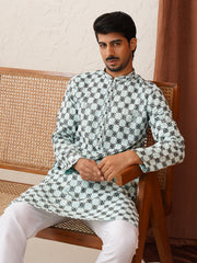 Viscose Embroidered Kurtas For Men ( KO 5129Sky ) [FF] [I-1-4]