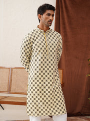 Viscose Embroidered Kurtas For Men ( KO 5129Yellow ) [FF] [I-1-4]