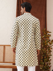 Viscose Embroidered Kurtas For Men ( KO 5129Yellow ) [FF] [I-1-4]