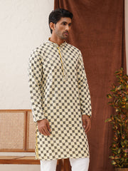 Viscose Embroidered Kurtas For Men ( KO 5129Yellow ) [FF] [I-1-4]