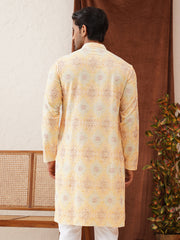 Embroidered Staight Kurtas For Men ( KO 5130Yellow ) [FF] [A-5-7 A9 & B5-6]