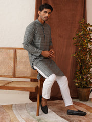 Embroidered Chikankari and Sequence Kurtas For Men ( KO 5131Grey ) [FF] [A-15 & B-11]