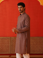 Embroidered Chikankari and Sequence Kurtas For Men ( KO 5131Rust ) [FF] [A-15 & B-11]