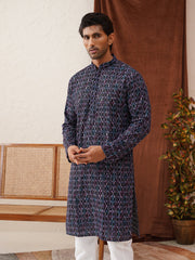 Embroidered Viscose Kurtas For Men ( KO 5133Navy ) [FF] [C-7]