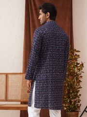 Embroidered Viscose Kurtas For Men ( KO 5133Navy ) [FF] [C-7]
