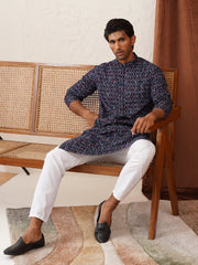 Embroidered Viscose Kurtas For Men ( KO 5133Navy ) [FF] [C-7]
