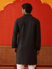 Men's Embroidered & Sequence Kurtas ( KO 5136Black ) [FF] [C-3]