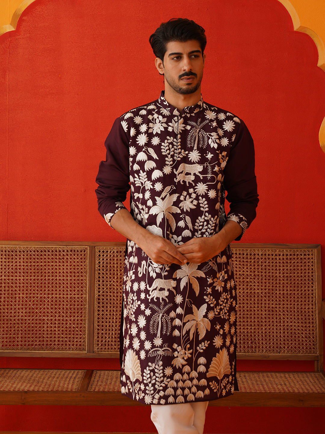 Embroidered Straight Kurtas. ( KO 5137Purple ) [FF] [F-11-12]