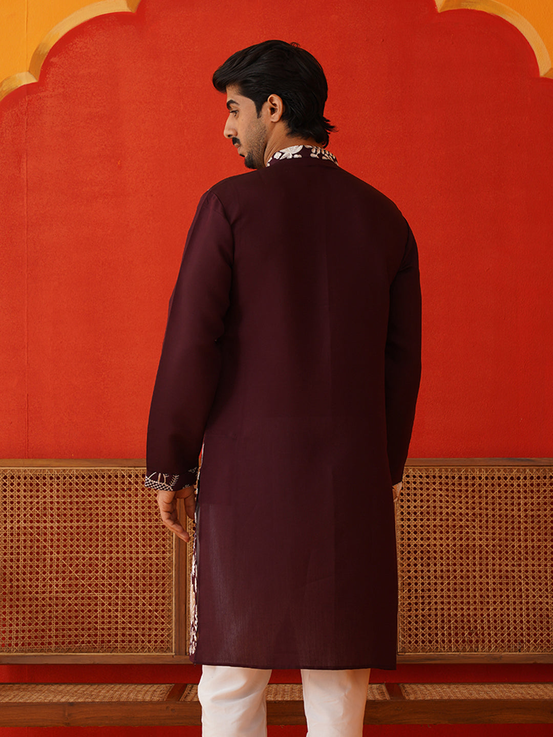DesiQlo Men Embroidered Kurta Only - Purple - KO_5137Purple_S