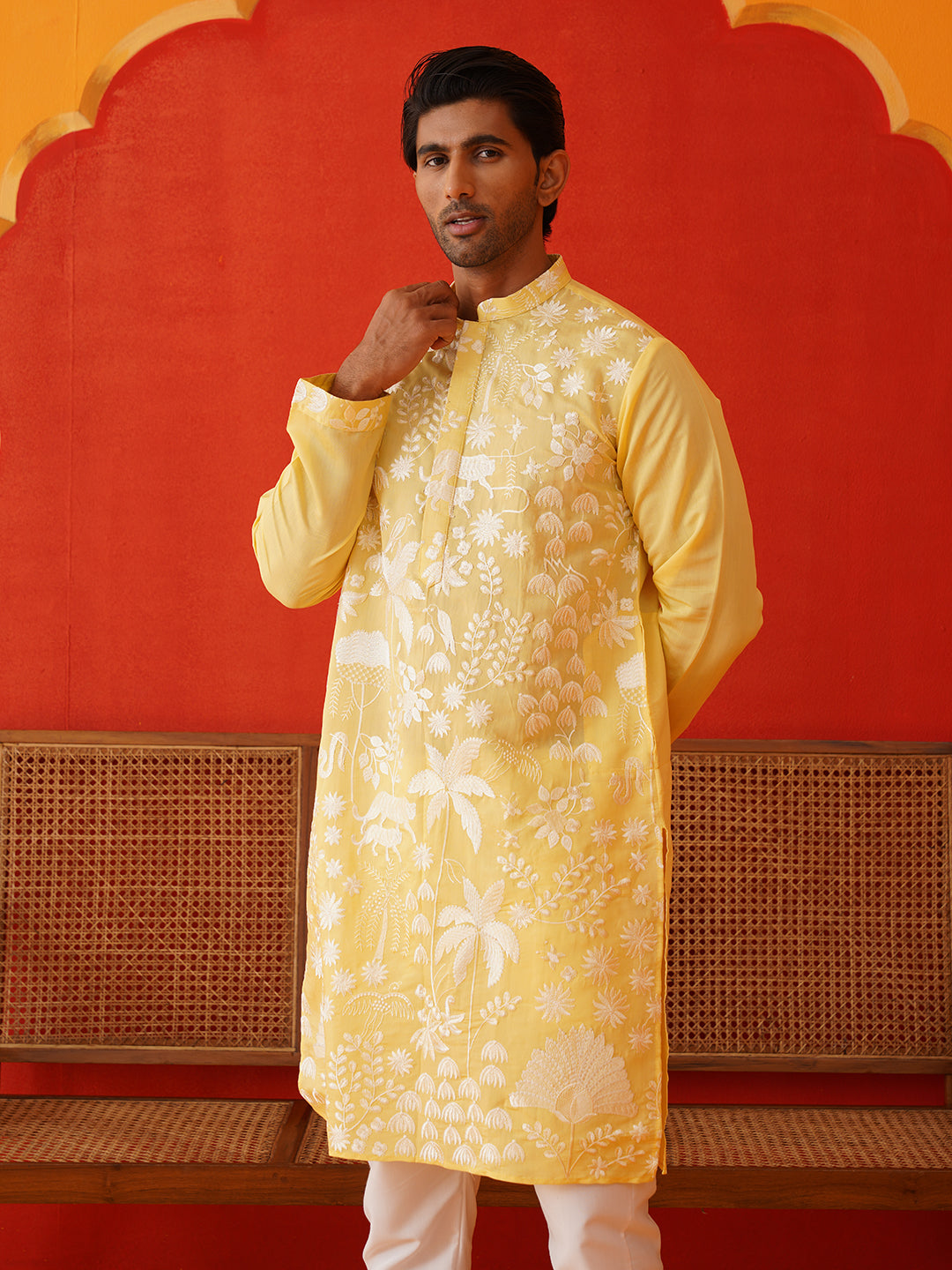 Embroidered Straight Kurtas. ( KO 5137Yellow ) [FF] [F-11-12]