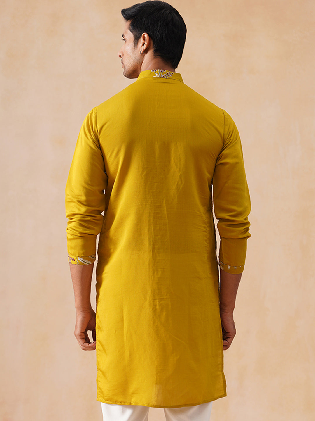 DesiQlo Men Animal Kurta Only - Yellow