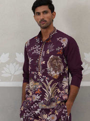 Floral Embroidered and Sequins Kurta (KO 5138 Purple ) [FF] [L-7-8]