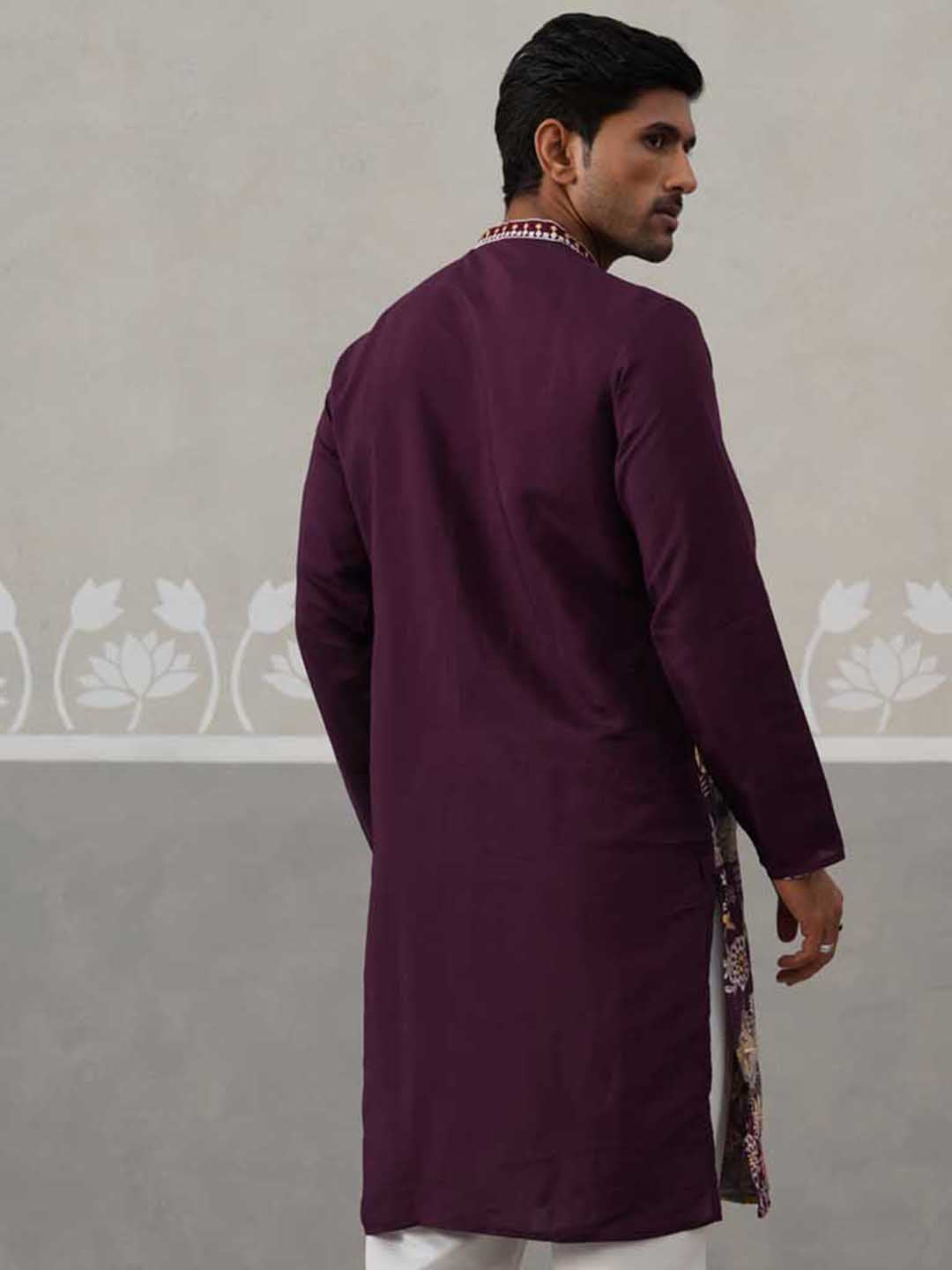 DesiQlo Men Embroidered Kurta Only - Purple - KO_5138Purple_S