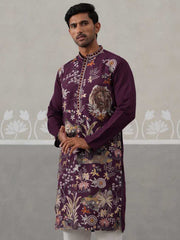 Floral Embroidered and Sequins Kurta (KO 5138 Purple ) [FF] [L-7-8]
