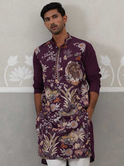 Floral Embroidered and Sequins Kurta (KO 5138 Purple ) [FF] [L-7-8]