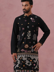 Floral Embroidered and Sequins Kurta (KO 5140 Black ) [FF] [D-5-6 & C5-6]
