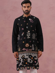Floral Embroidered and Sequins Kurta (KO 5140 Black ) [FF] [D-5-6 & C5-6]