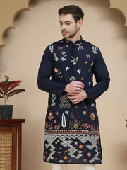 Floral Embroidered and Sequins Kurtas ( KO 5140 Navy ) [FF] [D-5-6 & C5-6]