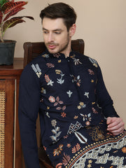 Floral Embroidered and Sequins Kurtas ( KO 5140 Navy ) [FF] [D-5-6 & C5-6]