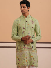 Floral Embroidered and Sequins Kurta ( KO 5140 Pista ) [FF] [D-5-6 & C5-6]