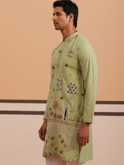 Floral Embroidered and Sequins Kurta ( KO 5140 Pista ) [FF] [D-5-6 & C5-6]