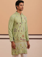 Floral Embroidered and Sequins Kurta ( KO 5140 Pista ) [FF] [D-5-6 & C5-6]