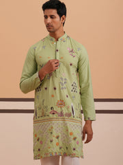Floral Embroidered and Sequins Kurta ( KO 5140 Pista ) [FF] [D-5-6 & C5-6]