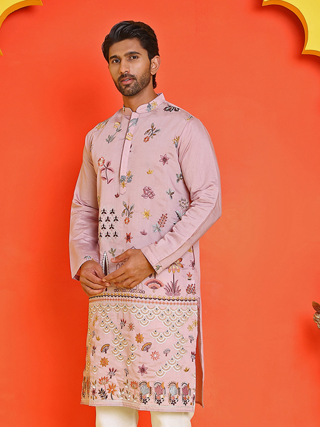 DesiQlo Men Embroidered Kurta Only - Purple - KO_5140Purple_S