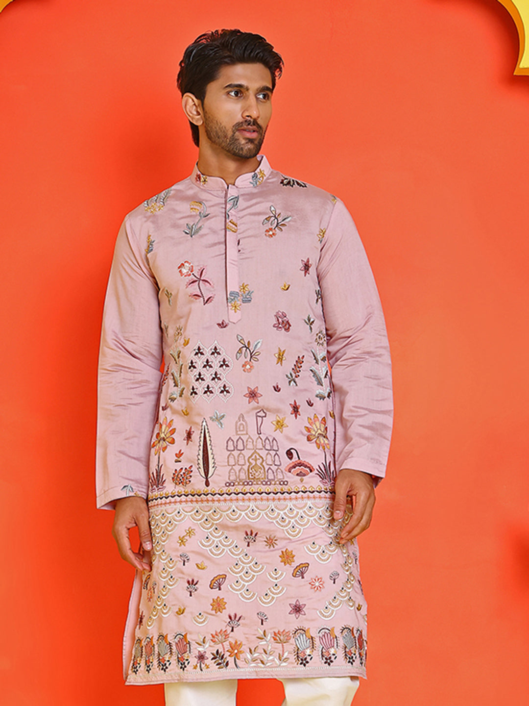 DesiQlo Men Embroidered Kurta Only - Purple - KO_5140Purple_S