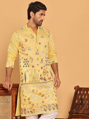 Floral Embroidered and Sequins Kurtas ( KO 5140 Yellow ) [FF] [D-5-6 & C5-6]