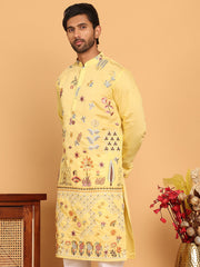 Floral Embroidered and Sequins Kurtas ( KO 5140 Yellow ) [FF] [D-5-6 & C5-6]