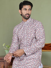 Embroidered and Printed Cotton Blend Kurtas. ( ko 5141Brown ) [FF] [C-3]
