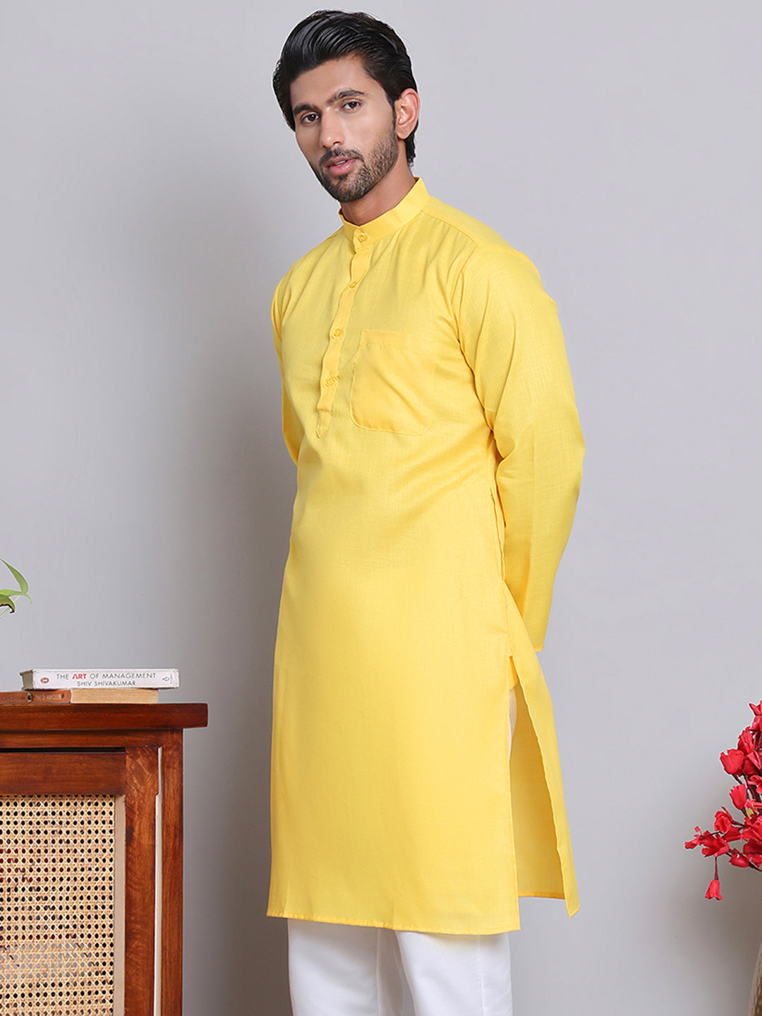 DesiQlo Men Solid Kurta Only - Yellow - KO_5144Lemon_S