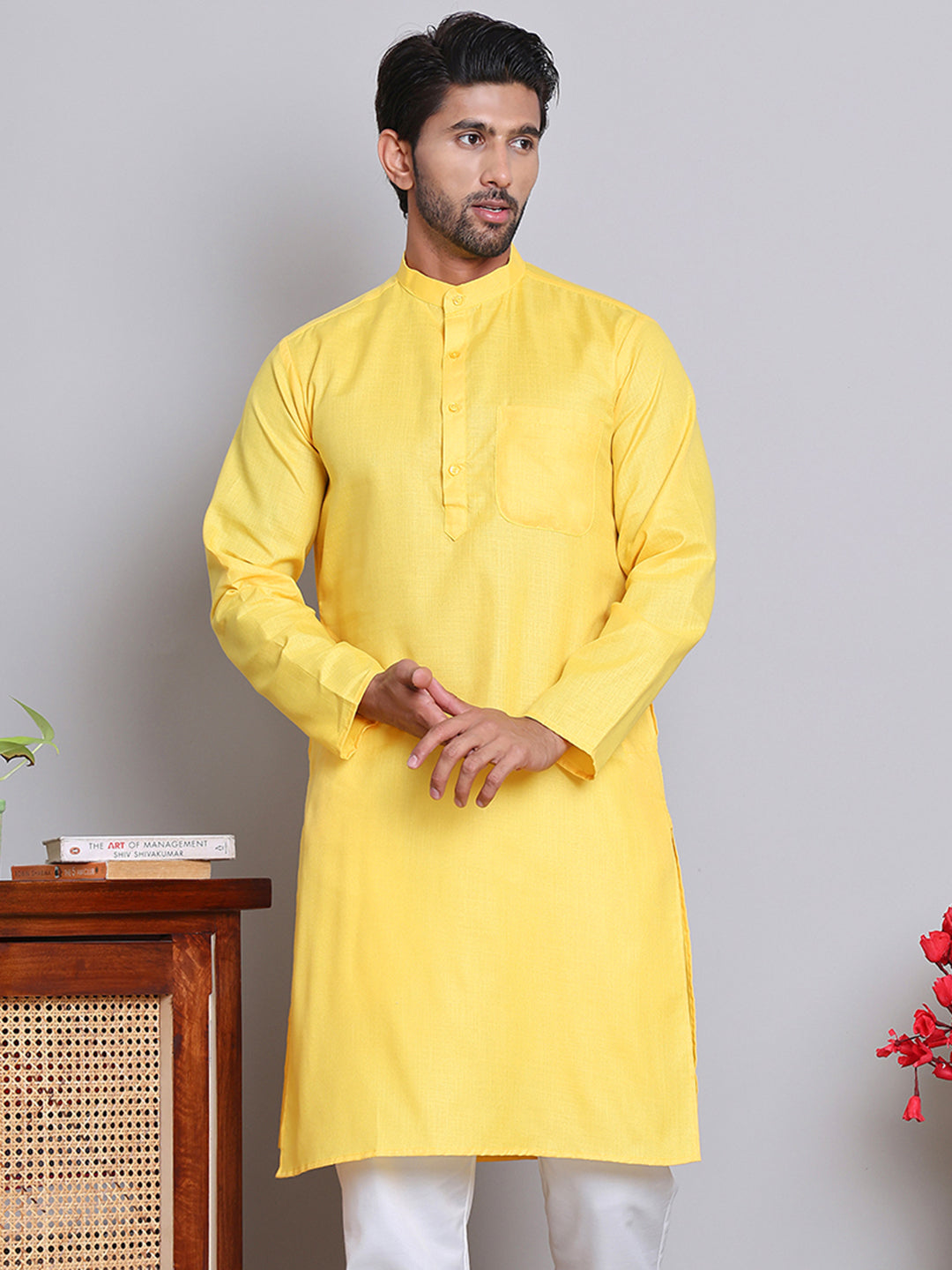 DesiQlo Men Solid Kurta Only - Yellow - KO_5144Lemon_S