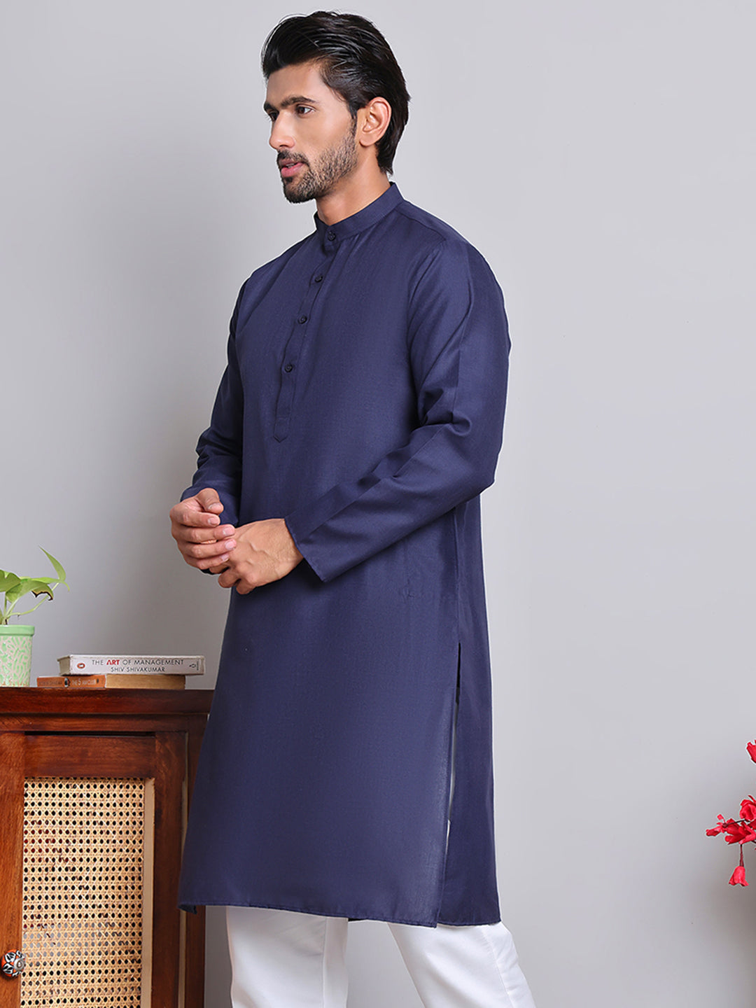 DesiQlo Men Solid Kurta Only - Blue - KO_5144Navy_S
