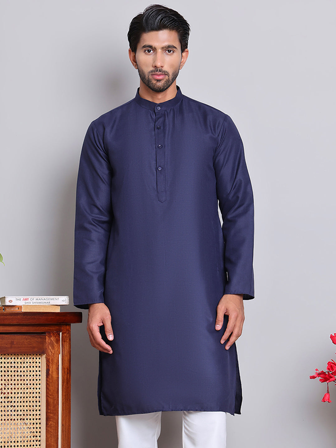 DesiQlo Men Solid Kurta Only - Blue - KO_5144Navy_S