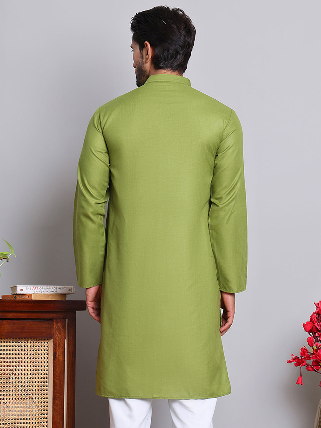 DesiQlo Men Solid Kurta Only - Green - KO_5144Olive_S