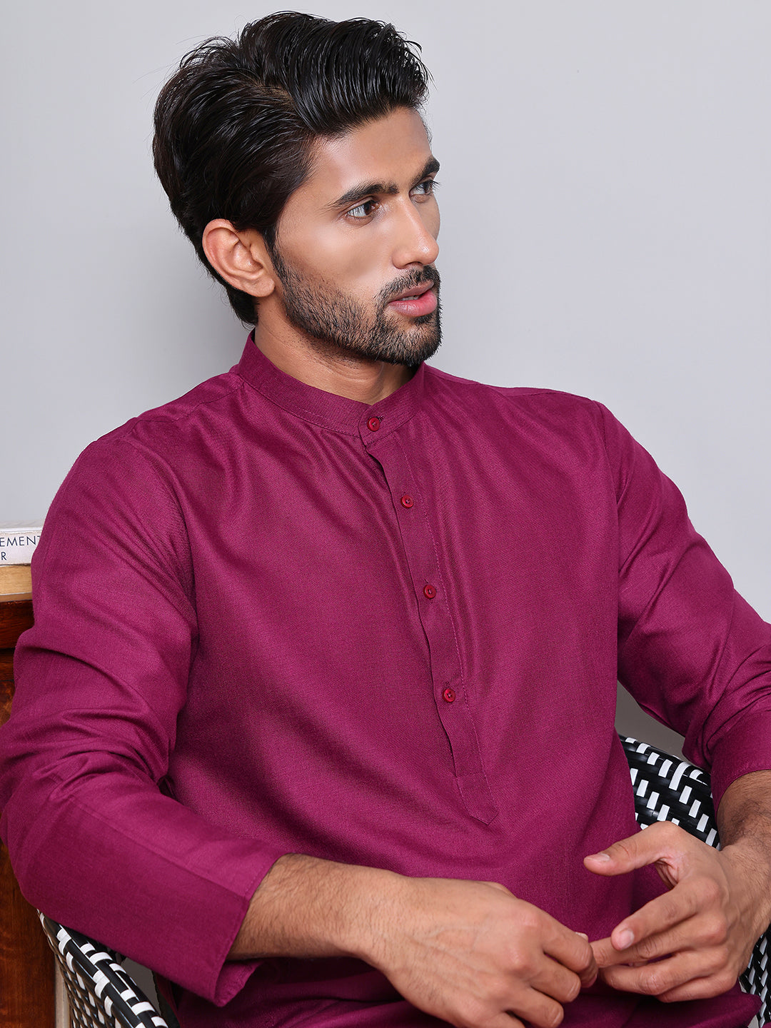 DesiQlo Men Solid Kurta Only - Pink - KO_5144Pink_S